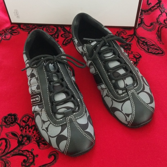 Coach Shoes - Coach black signature print sneakers Kirby 5.5 new in box